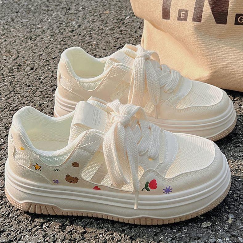 Cute high-value thick-soled 22 summer ins breathable mesh student tide board shoes 35