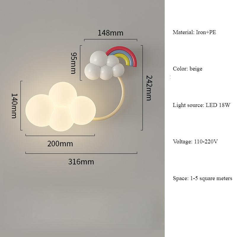 Modern Simple PE Monkey LED Wall Light Petal Cream Wind Nordic Bedroom Board Study Wall Lamp Dimmable Luster Atmosphere