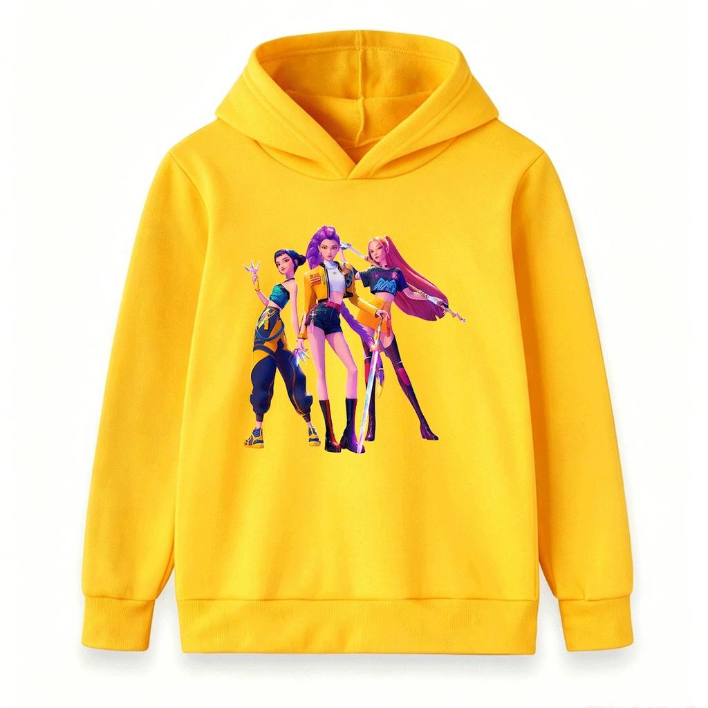 Girls Boys 3 Trendy Anime Girls Graphic Hoodie Casual Long Sleeve Pullover Sweatshirt For Kids Streetwear Hip Hop Style Tops