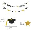Congrats Grad Glitter Banner 2025 Graduation Congratulations Party Decorations Black Gold