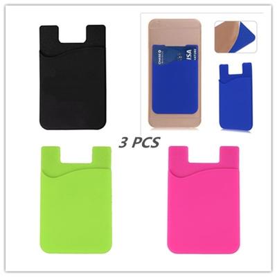 3pcs Smart Silicone Mobile Phone Wallet Card Stick Cash Credit Card Holder