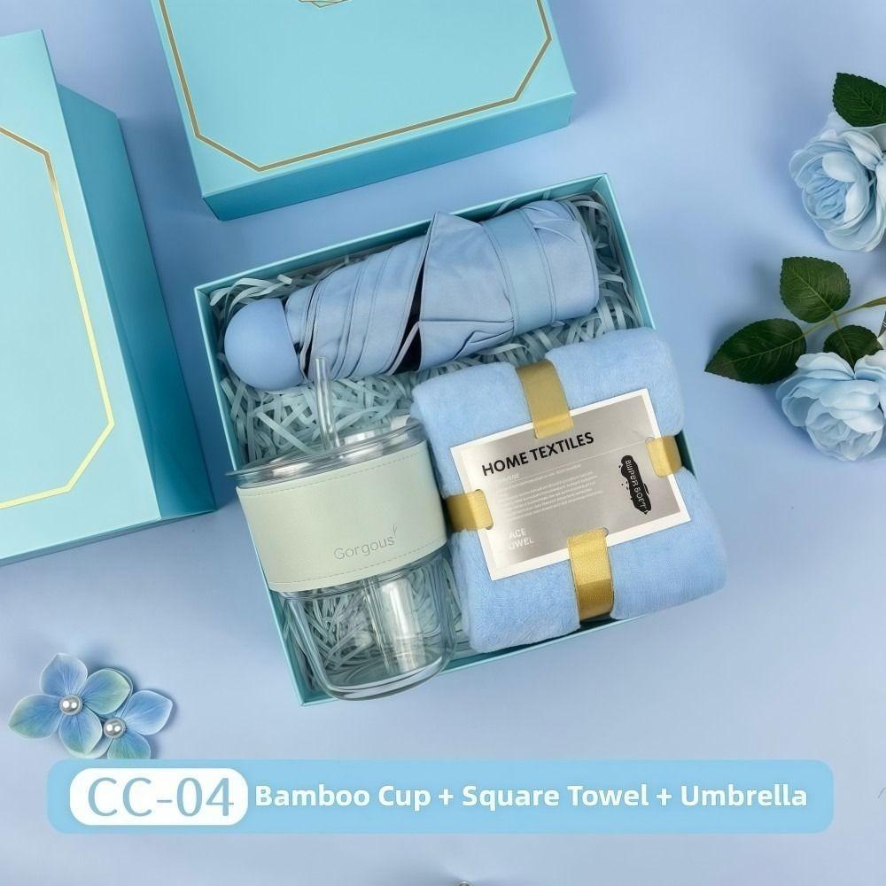 3IN1 Souvenir Gift Set Fan/Towel/Cup Stylish Design Practical Gift Sets Luxury with Paper Bag Gift Box Set Personalized Gifts