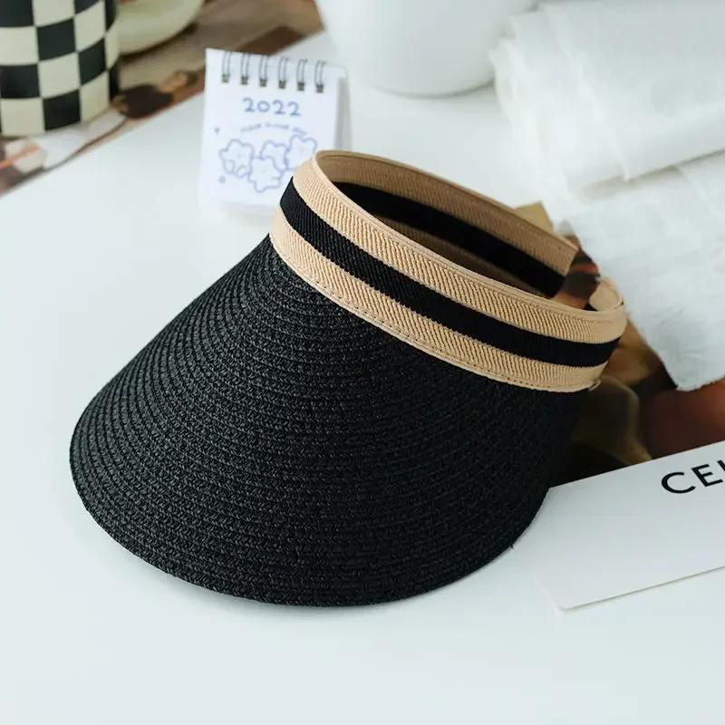 New Summer Empty Top Sun Hat Anti Uv Female Outdoor Visor Cap Casual Shade Hat Straw Wide Large Brim Beach Sunhat Lady