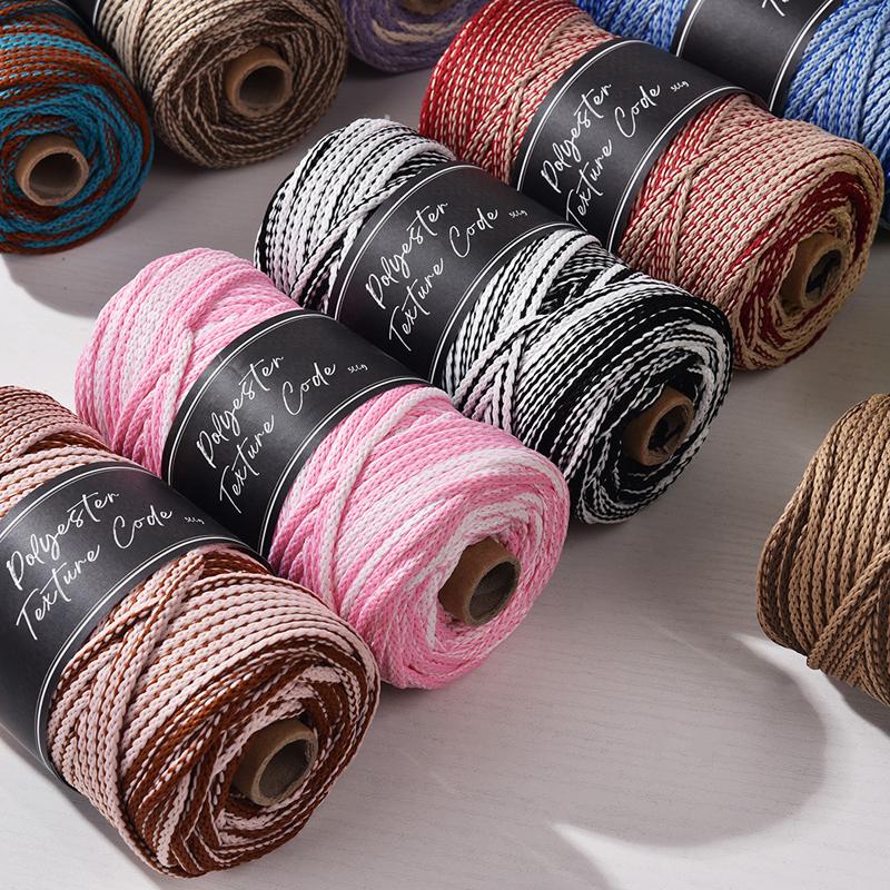 5MM Double Color Mixed 5MM Polyester Braid Cord,Hand Woven Bag Carpet Knitted Yarn,Horse Drawn Rope Bracelet Thread,70Yards