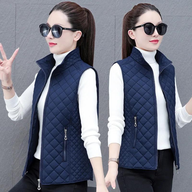 Dámská lehká péřová bavlněná vesta Dámská podzimní zimní zkrácená středního věku oblečení pro matku Zapínací kardiganová bunda