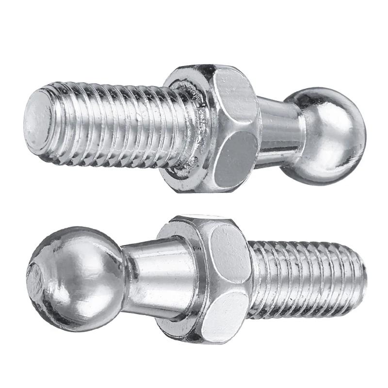 2pcs Universal Silver Boot Bonnet Gas Strut End Fitting 10mm Support Rod Ball Head Bracket Ball Pin Joint Valve Spring Nuts Bolt