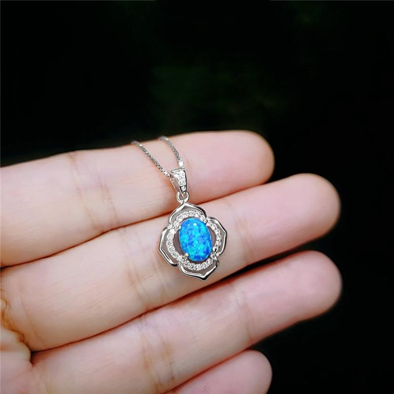 Fashion Sun Flower Pendant Necklace For Women Charm Rose Gold Color Crystal Zircon Imitation Opal Necklace Jewelry Drop Shipping