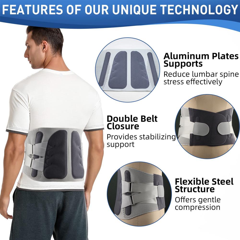 Sports Back Brace for Lower Back Pain Adjustable Lumbar with Widened Lumbar Support Belt for Herniated Disc Sciatica Scoliosis