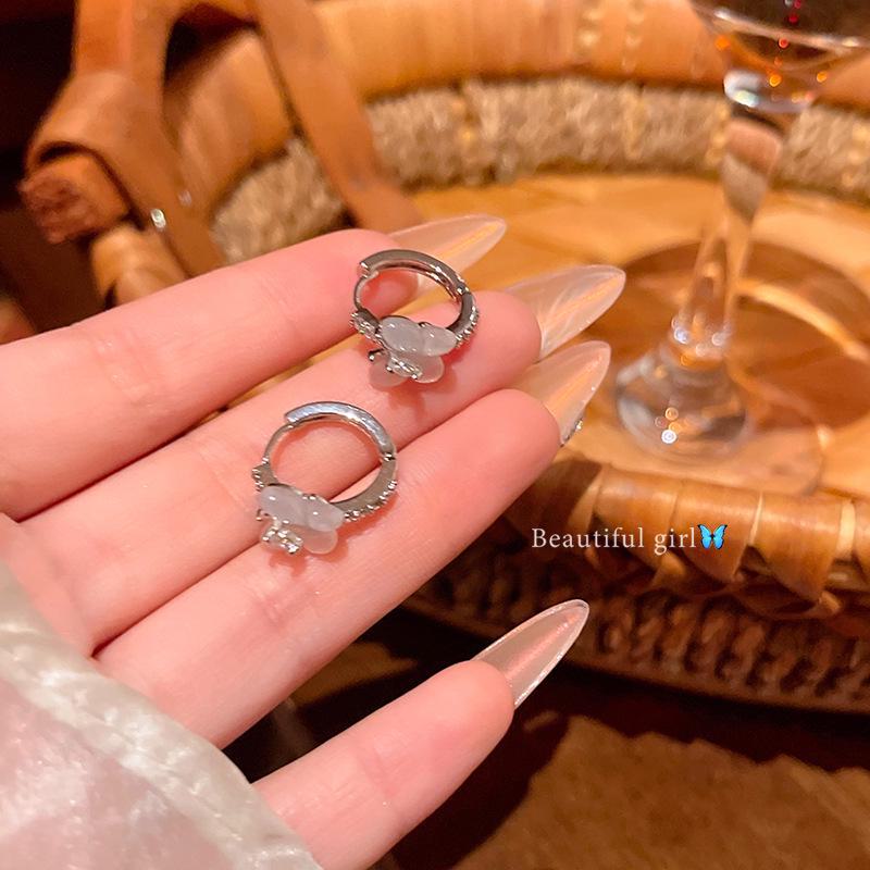 Korean Style Simple Butterfly Earrings for Women - Elegant, High-End Jewelry