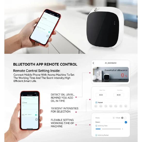 Smart  Fragrance Oil Diffuser App Control Battery Operated Electric 100ML Aroma Diffuser Scent Air Freshener Home OfficeToilet