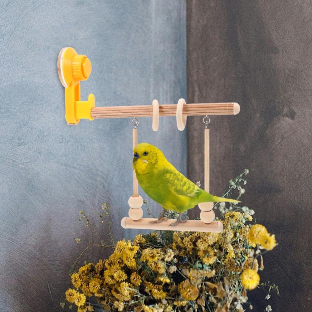 Suction Cup Bird Perch Suspended Parrot Training Rack Platform Parakeet Swing Toy  Window