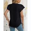 Dámský módní ležérní top s volánky a výstřihem do V, krátký rukáv