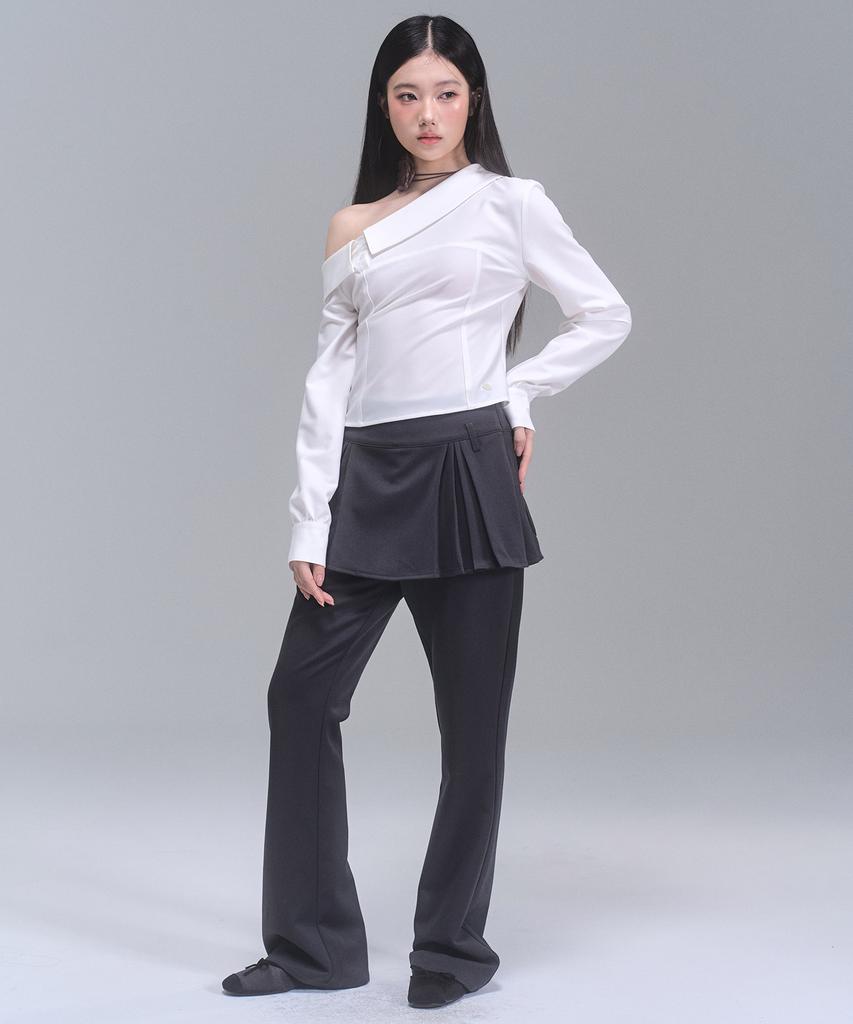Layered Bootcut Pants With Zero Planet [Charcoal]