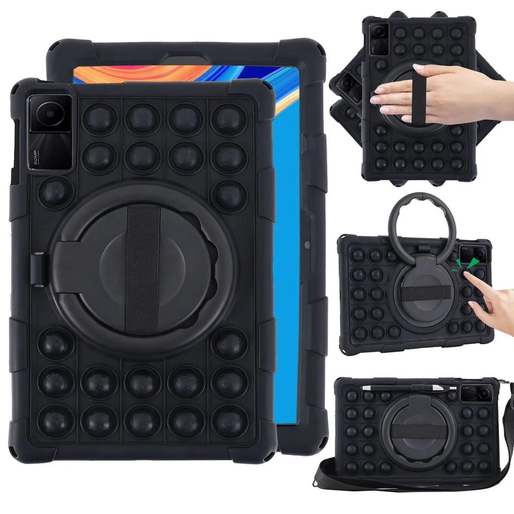 Tablet-Silikon-Rüstungshülle für Xiaomi Redmi Pad SE 11 Redmi Pad 10,6 Zoll 2022, Kinder-Drehständer-Abdeckung, stoßfeste Push-Blase, stoßfeste Abdeckung