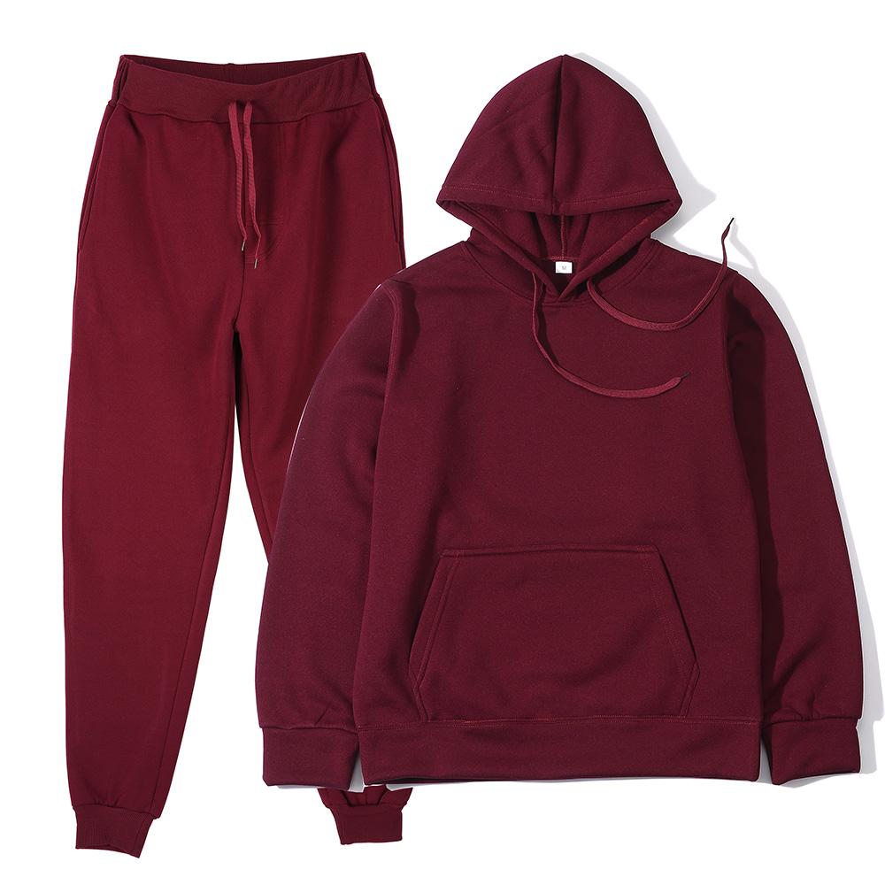 Felpa + Pantaloni Monocolore da Uomo per Primavera Autunno Set Due Pezzi Set Sportivo Casual Tuta da Ginnastica da Uomo