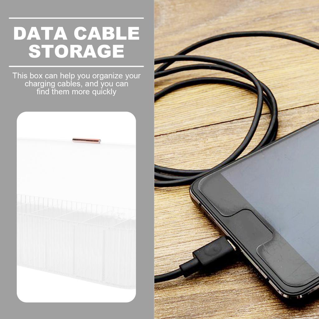 Multi-Grid Plastic Cable Management Box for Charging Cables Data Cable Organizer Dustproof Cord Storage Case Home Desktop Use