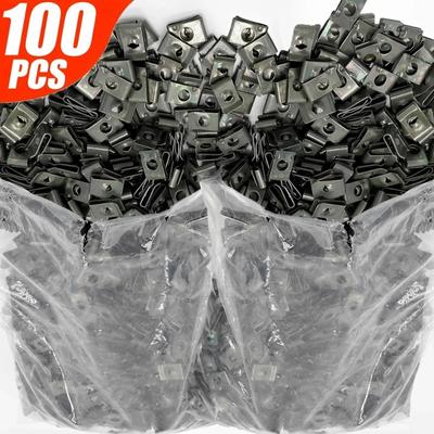 50/100PCS Automobily Motocykly Kovové šroubovací spony Spona typu U se šroubem Antikorozní spona Šroubová přezka Železný plech
