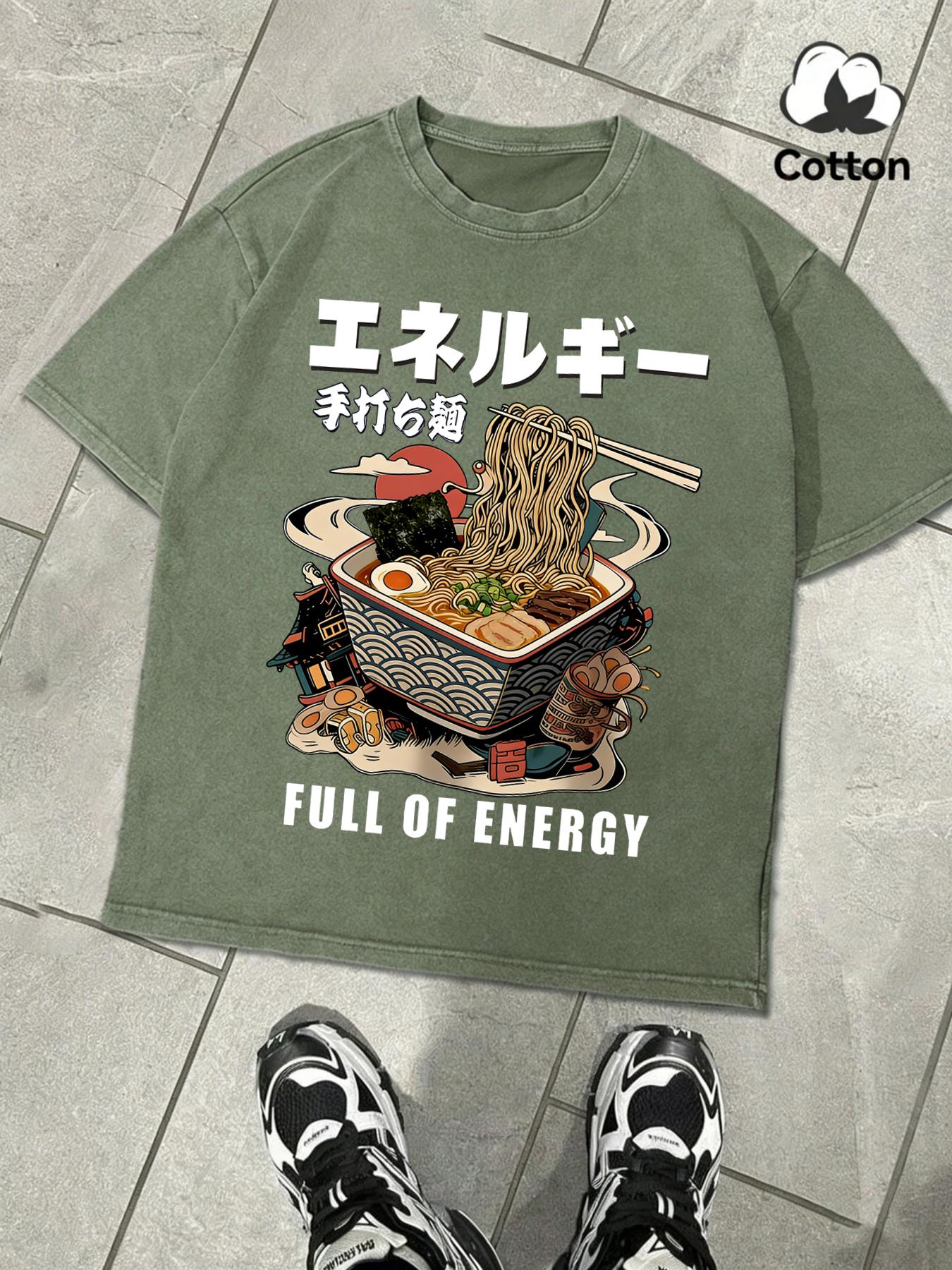 

Hot Hand Beating Lamian Noodlesprint Snow Wash T Shirts Man Summer Washed Tee Casual Loose Shortwear Soft Cotton Unisex Clothing S