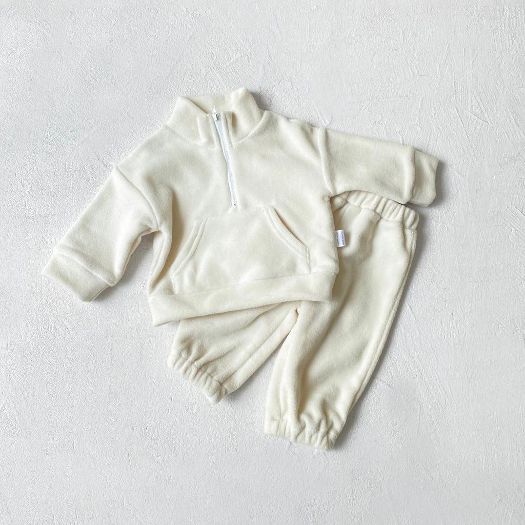 Herbst Kinder Mehrfarbiges Fleece Sportbekleidungsset - Stehkragen, Zweiteilig, Baby Oberbekleidung