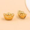 Gold-Plated 304 Stainless Steel Lucky Ingot Bead Connectors