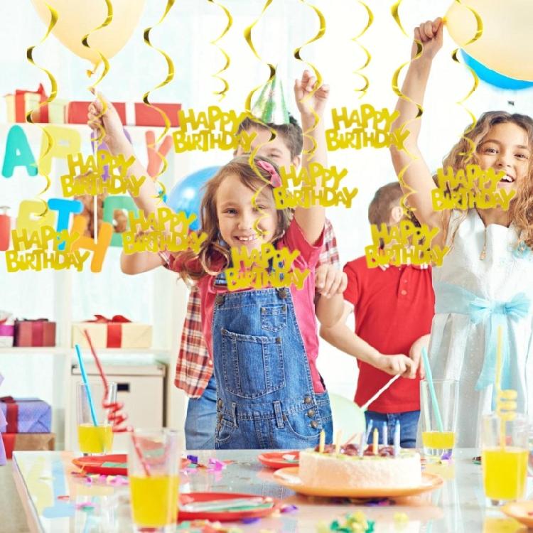 Birthday Supplies Swirls Party Decors Birthday Decors Set with Hanging Decors Spirals Hanging Set Multicolored Ornament