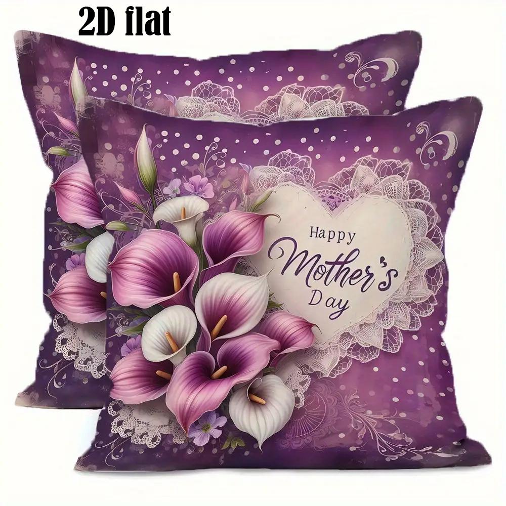 

2PCS Single Sided Double Pack Purple Mother s Day Pillowcase Decorative Throw Pillow Case Sofa Cushion Cover Home Decor фиолетовый