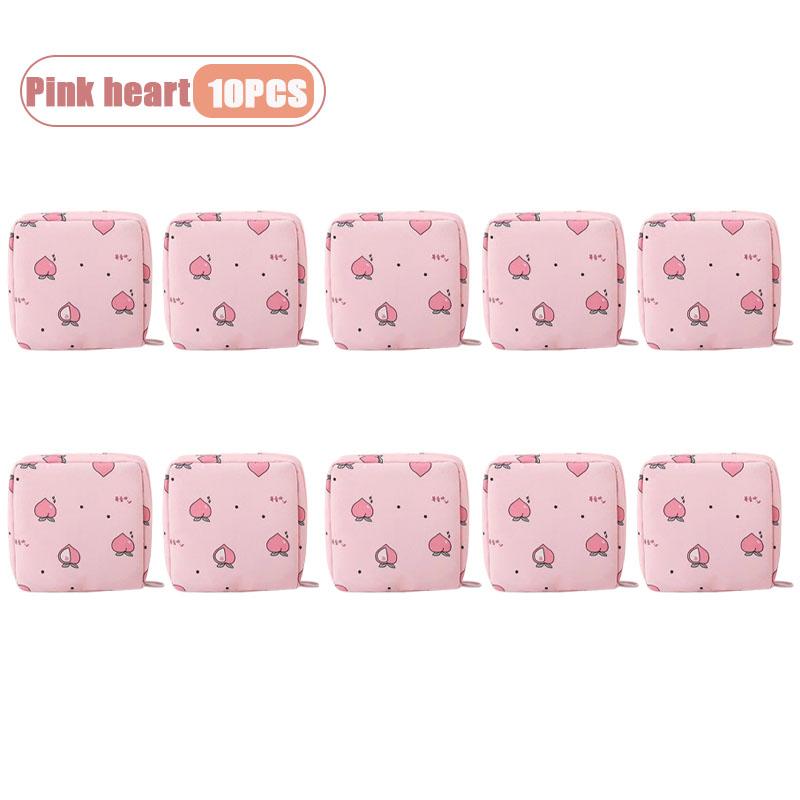 Cute Cartoon Sanitary Pad Organizer Bag for Women Girls Travel Toiletry Storage Waterproof Discrete Carry Case Cosmetic Bag