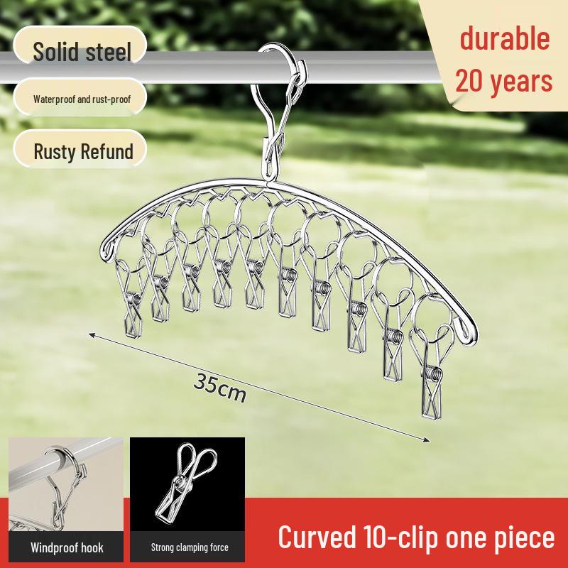 Wielofunkcyjny wieszak ze stali nierdzewnej do suszenia skarpet z klipsami - Idealny do użytku dla niemowląt, dzieci, w akademikach i na straganach ulicznych