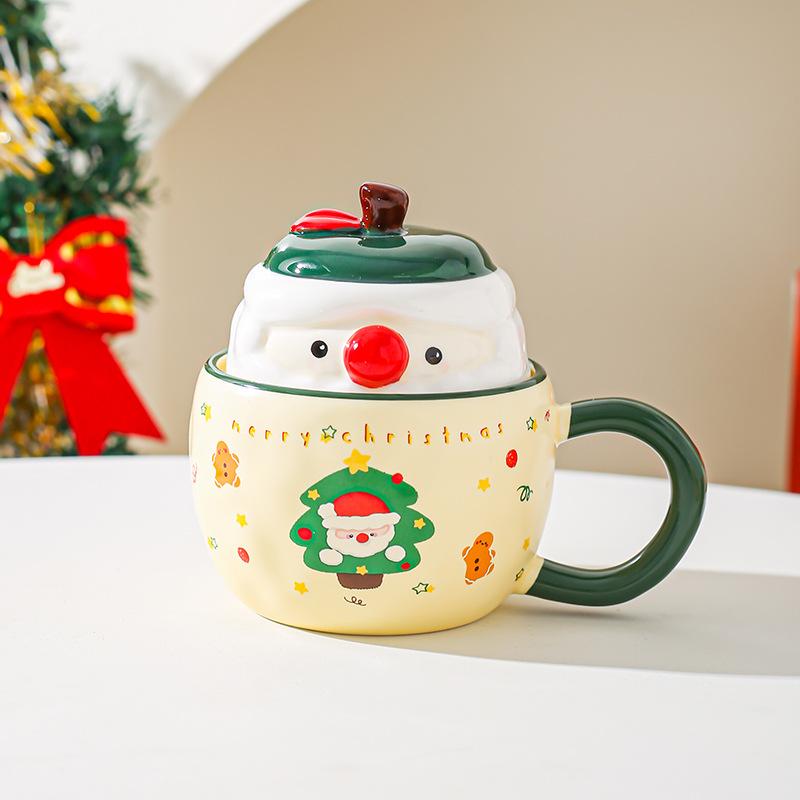 

Рождественские подарки Кружка керамическая «Мир» с крышкой Креативная кружка для девочек Милые бытовые стаканы для воды Офис 401-500ml