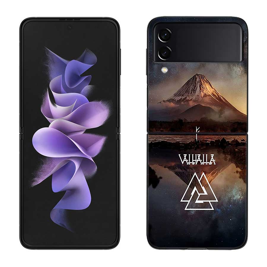 Nordic Norse Phone Case For Samsung Z Flip 7 6 5G Galaxy Z Flip 5 4 3 Black Hard Cell Cover Luxury PC Shell Coque