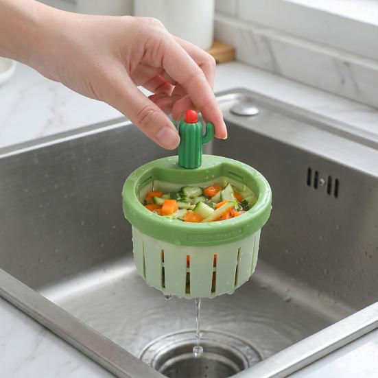Drain Basket Cactus Sink Strainer Removable Quick Draining Anti-Clog Filter Basket Durable Easy-Clean Kitchen Accessory