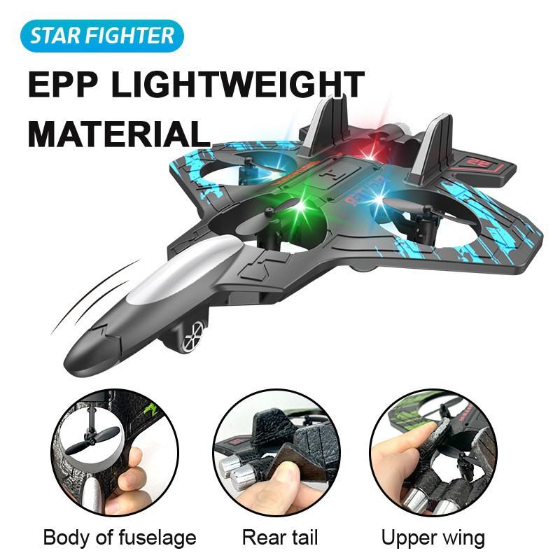 1 Sett Elektrisk Skum Seilfly Stunt Tumbling Uav Svevende Helikopter Flymodell 2.4G Fjernkontroll Jagerfly Med LED-lys