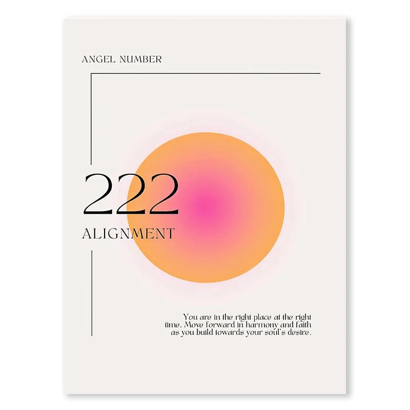 Gradient Spiritual Aura Angel Number Canvas Painting and Print Aesthetic Danish Pastel Poster Wall Art Picture Living Room Decor