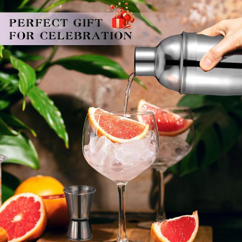 1/6Pcs Dishwasher Safe Stainless Steel Cocktail Shaker Set Full Bartender Tools for Home Bar Drink Mixing