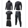 2024 Spring & Autumn Men's & Kids' 5-Piece Quick-Dry Fitness Set: Compression Shirt & Hooded Jacket for Running