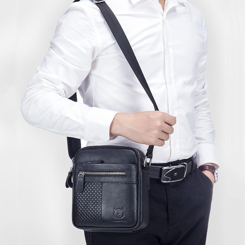 BULLCAPTAIN Borsa a tracolla da uomo semplice Borse a tracolla in pelle di alta qualità Borsa da uomo quadrata di grande capacità