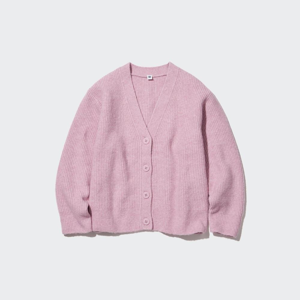 

UNIQLO JAPAN GIRLS Пряжа суфле Кардиган с V-образным вырезом длинные рукава