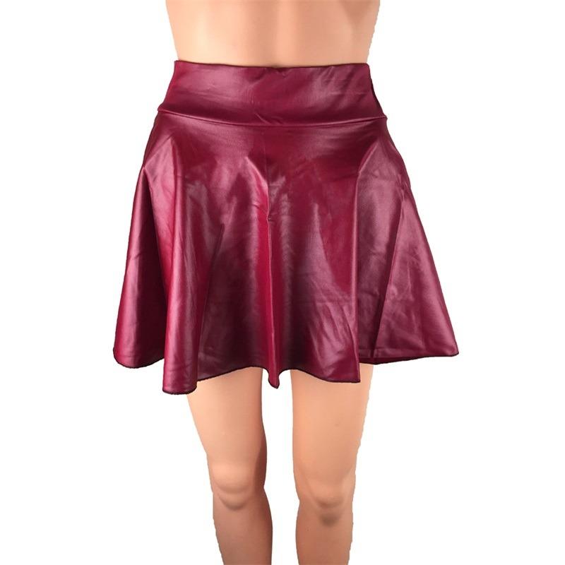 Europe And America Wild High Waist Imitation Leather Skirt Women's Fashion Pleated Skirt Dress