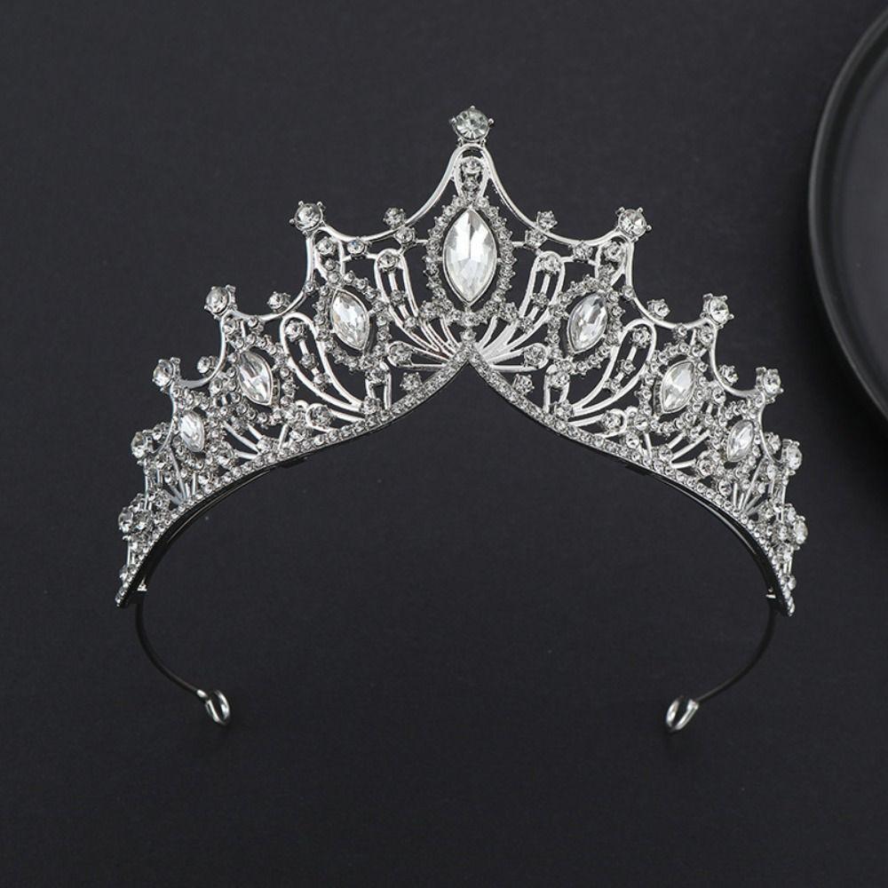 Gold Princess Tiara Metal Rhinestone Crown Vintage Baroque Crown  Headband