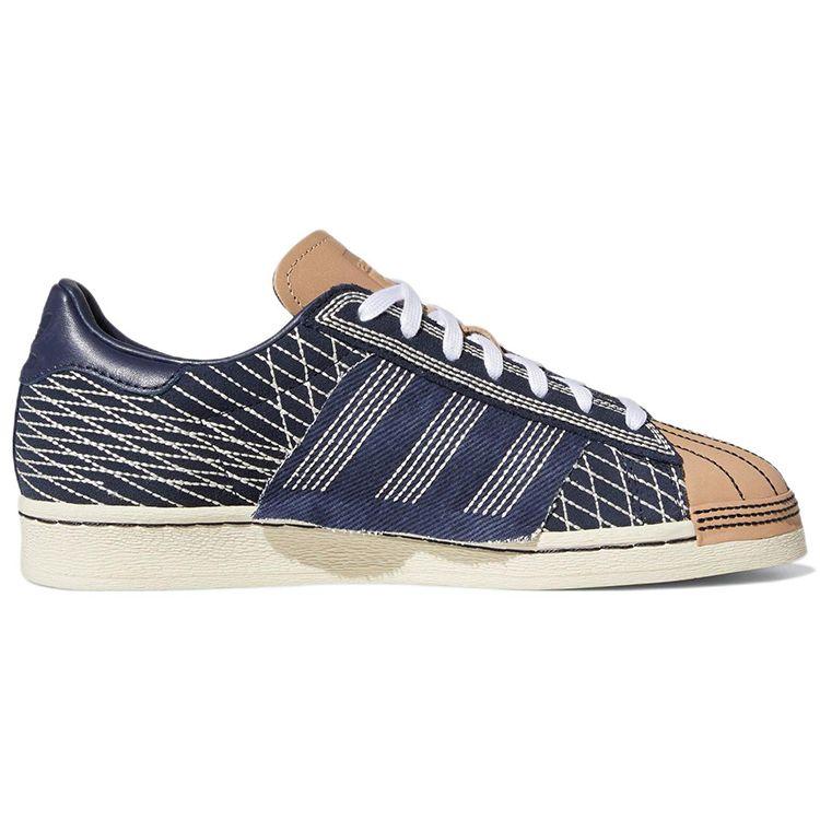 Adidas Originals Superstar 82 Sashiko Fabric Leather Classic Casual Sashiko Embroidery Durable Lightweight Low-Top Skate Shoes Unisex sneaker GW3204