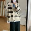 Lazy Wind Striped Autumn and Winter New Women's Clothing Pocket Knitted Cardigan Women's Top Loose Sweater Jacket Women