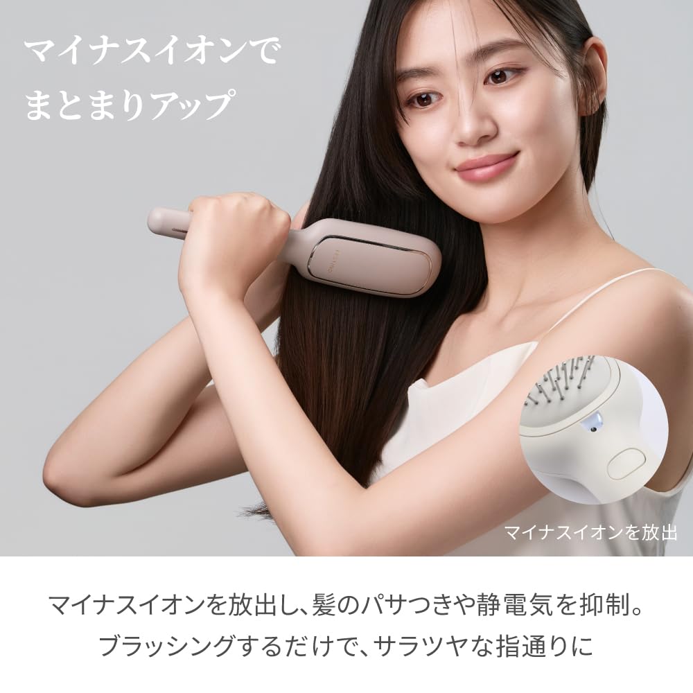 FESTINO Salon Care Scalp Ion Brush Negative Ion Sonic Brush with Metal and Scalp Gift SMHB-051, Vibration, 2-Way Silicone, Battery-Operated, Care,