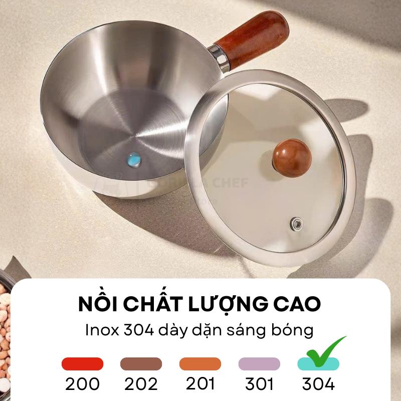 17Cm/14Cm Stainless Steel Cooking Pans With Wooden Handle & Glass Lid - Multi-Purpose Small Pots For Noodles And Eggs