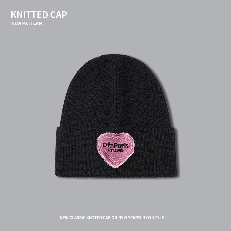 Big head circumference cartoon love plush hat, thickened warm ear protection in autumn and winter, small wool cold hat