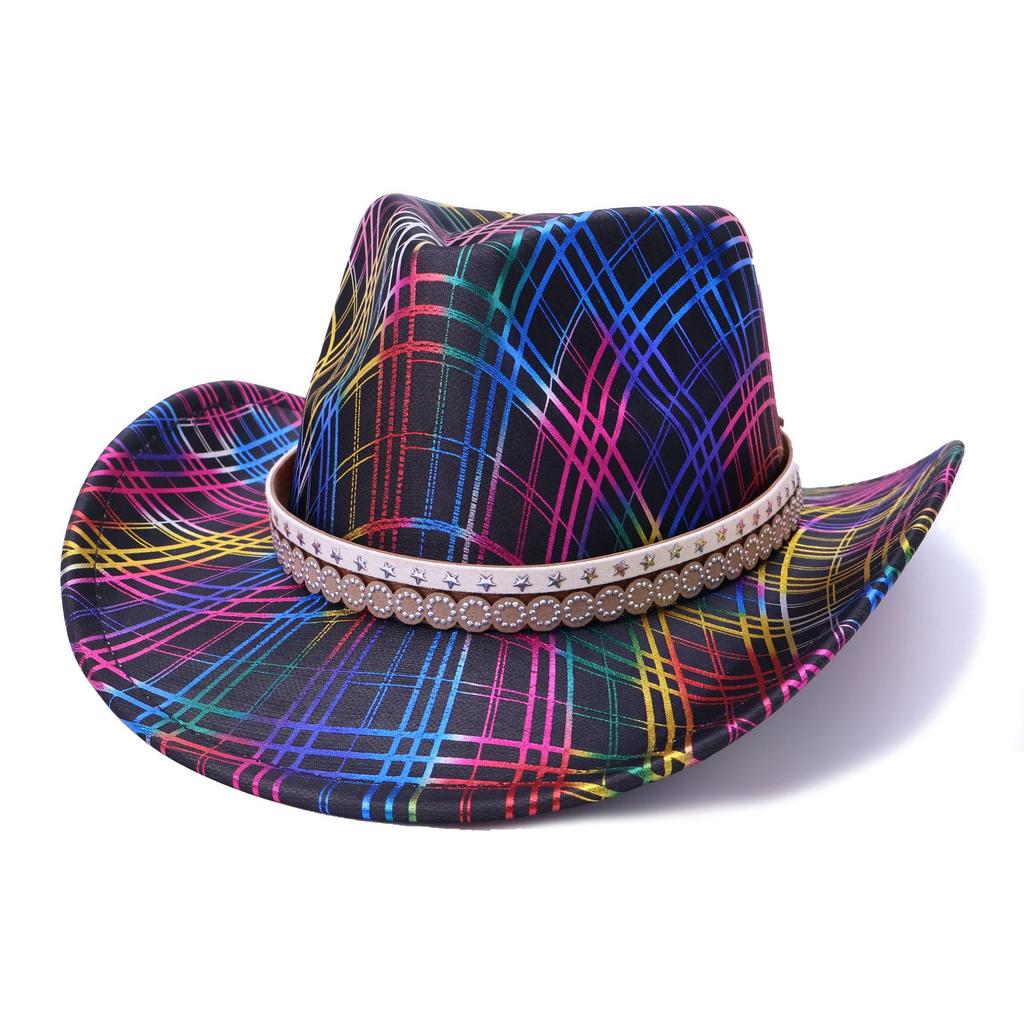 Colored Western Cowboy Hat Peachheart Top Hat Men'S And Women'S Holiday Party Party Jazz Hat