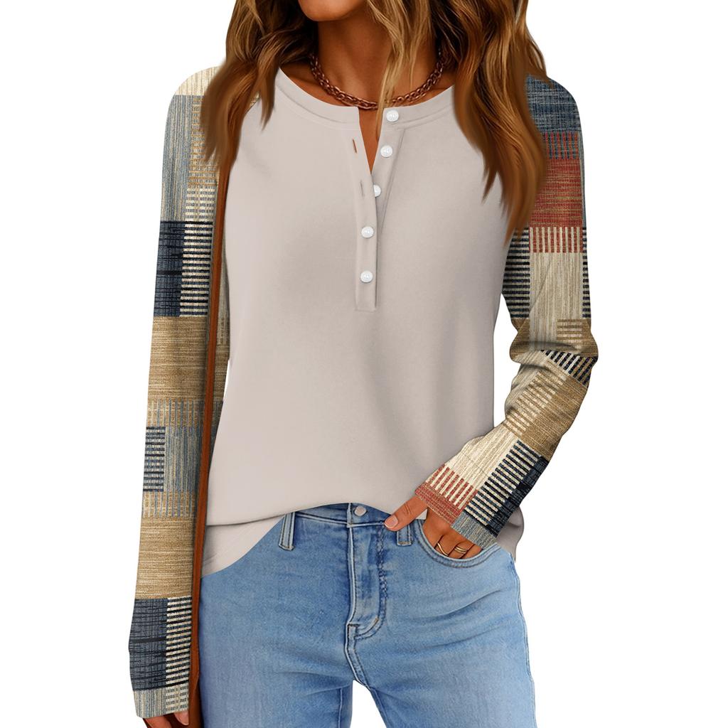 Women's Fashion  Loose Long Sleeve Round Neck Casual Top