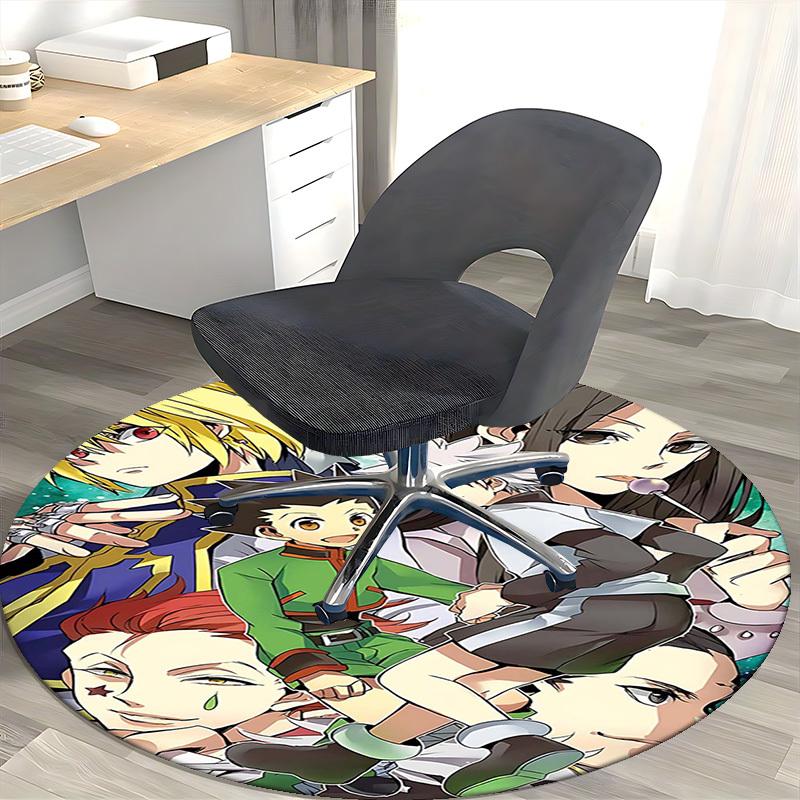 1pc Hunter x Hunter Anime Characters Round Carpet - Office Chair Mat, Non-Slip Rug for Home Decor, Living Room