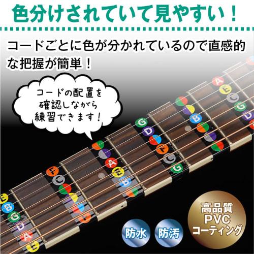 shttown Guitar Fingering Chord Practice Stickers, Fret Stickers, Easy for Beginners, Electric and Acoustic Guitars, Set of 2 (Black)