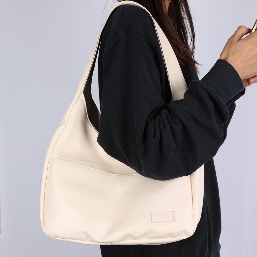 

Large Capacity Tote Bag, New Trendy Simple Versatile Handbag Women s Shoulder Bags for Commuting Fitness Students Classroom Use бежевый