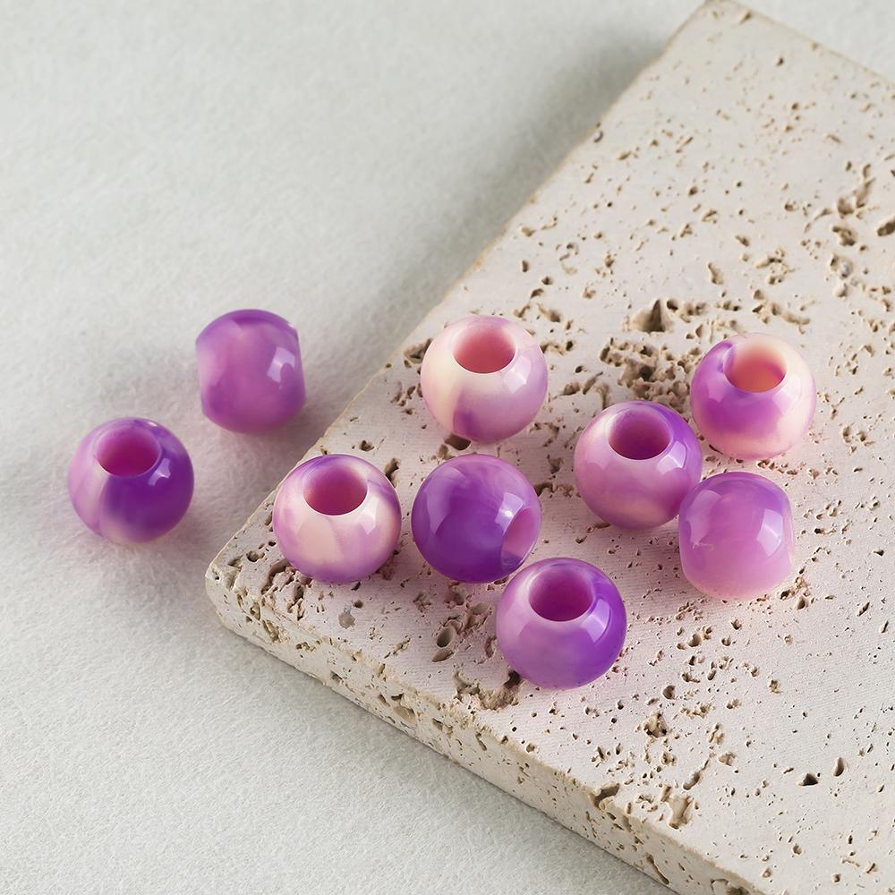 10/30/50/100pcs Acrylic Round Large Hole Beads Two-color Spacer Beads for DIY Jewelry Making Necklace Bracelet Craft Accessories